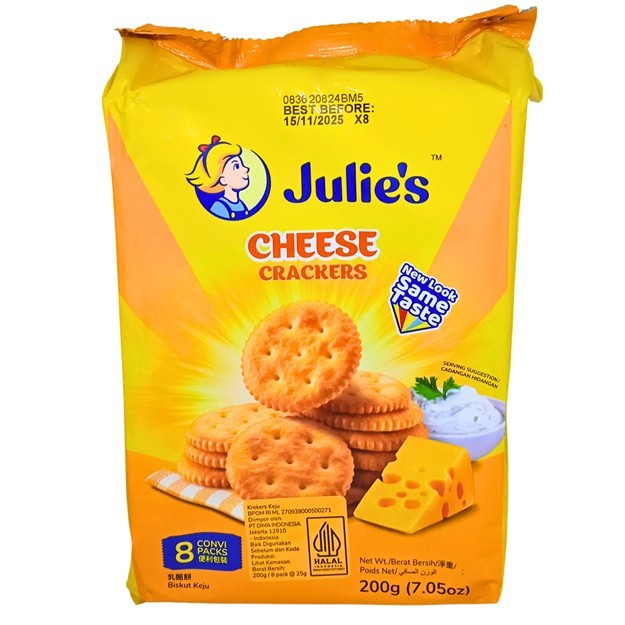 

S20160 JULIES CHEESE CRACKERS 200 GR BUNGKUS MAJU BERSAMA (20250226)