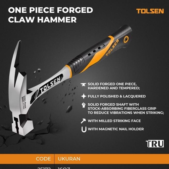 One Piece Forged Roofing Hammer Palu Atap 16Oz 25172 Tolsen