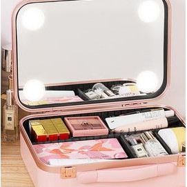 Tas Koper Jinjing Lampu Led Tempat Alat Make Up Kosmetik Kecan