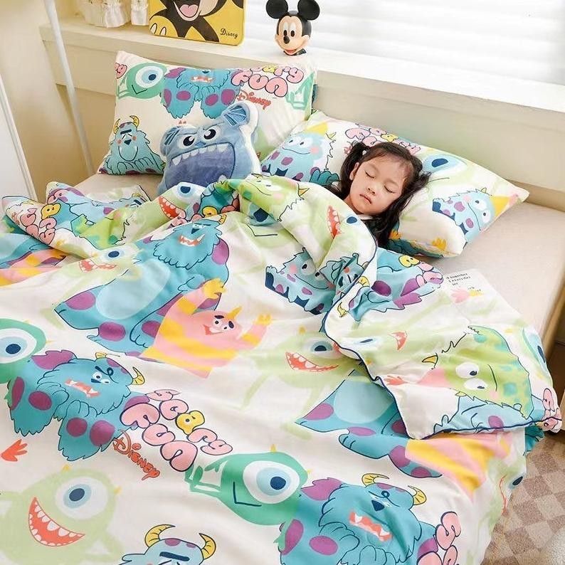 (MOTIF BARU) Bedcover Set sarung bantal jumbo bahan adem  tebal premium lembut motif polos lotso kar