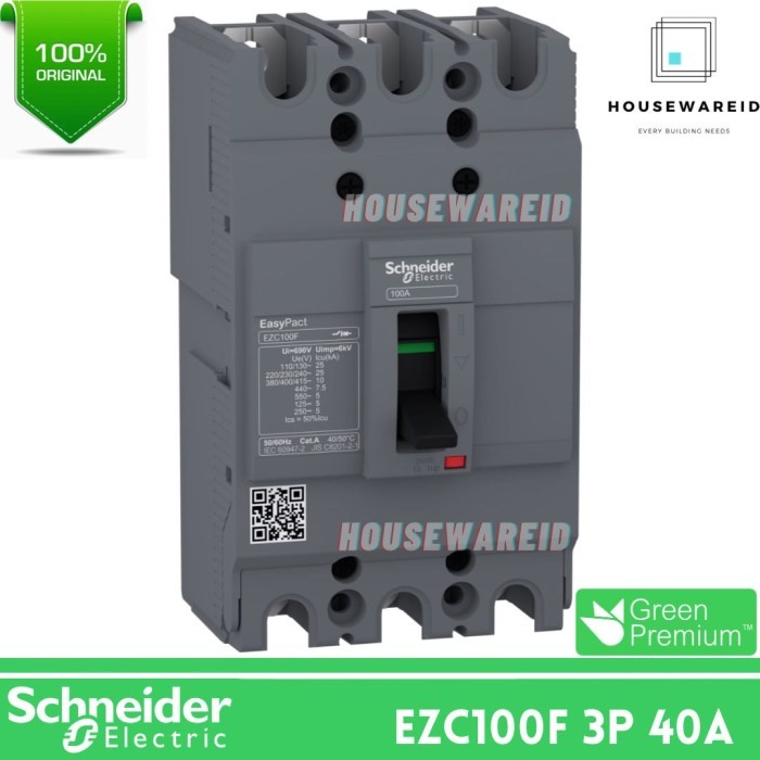 Mccb Schneider Easypact Ezc100F 3 Phase 40 Ampere Original, Ezc 3P 40A