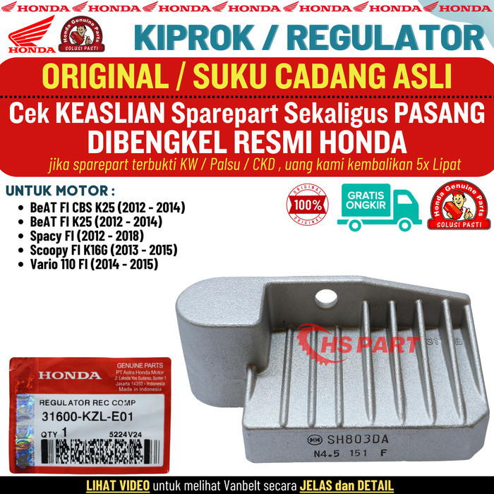 Kiprok Beat Fi Stater Kasar Scoopy Spacy Vario 110 Fi Original Honda 100%