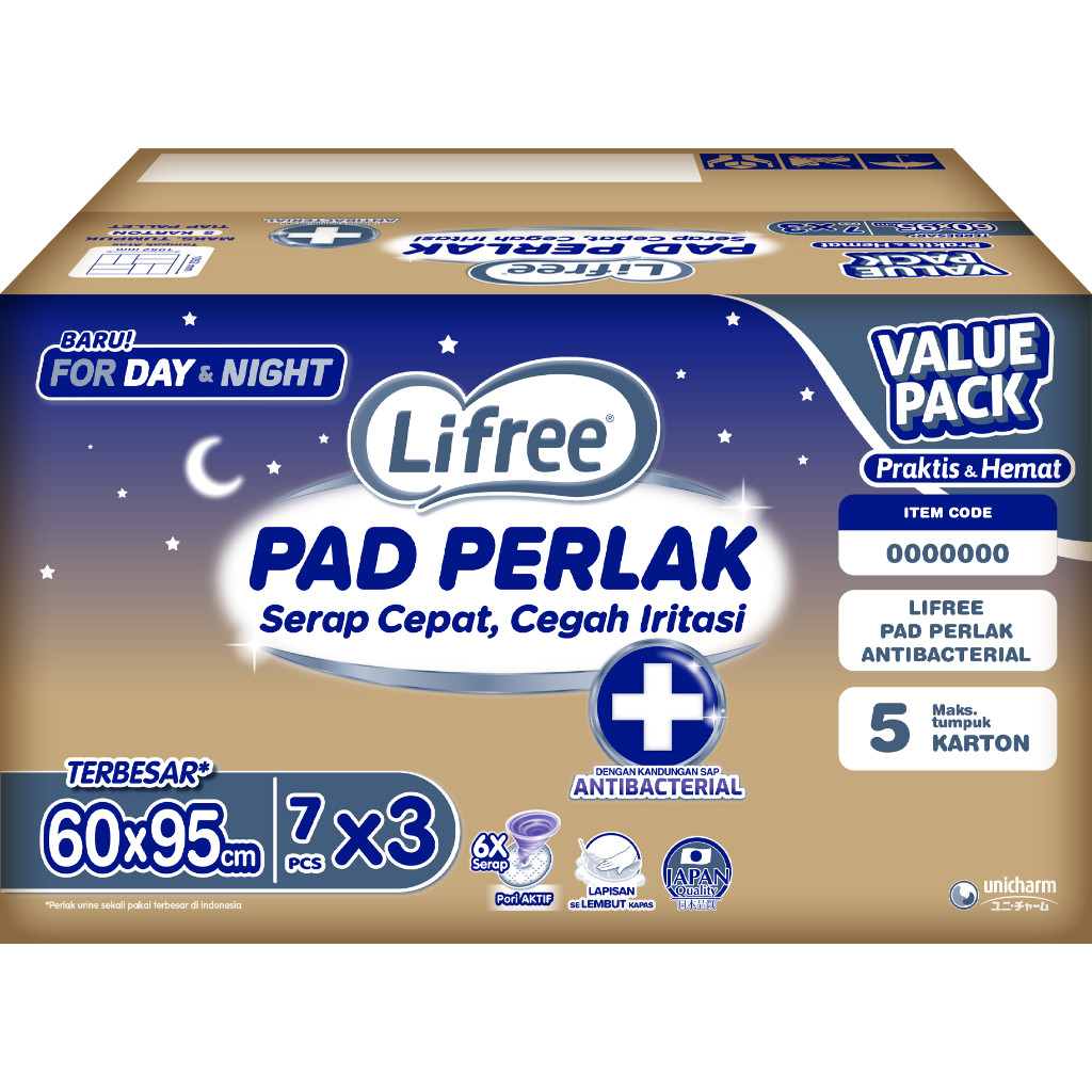 Lifree Pad Perlak Antibacterial 21 pcs - EC Karton
