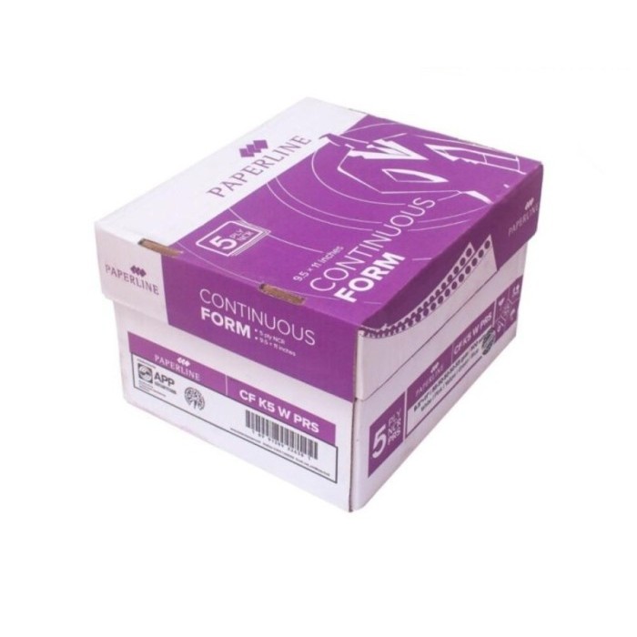 

Kertas Continuous Form Paperline - 9 1/2 x 11" - 5 Ply (K5 PRS) Belah