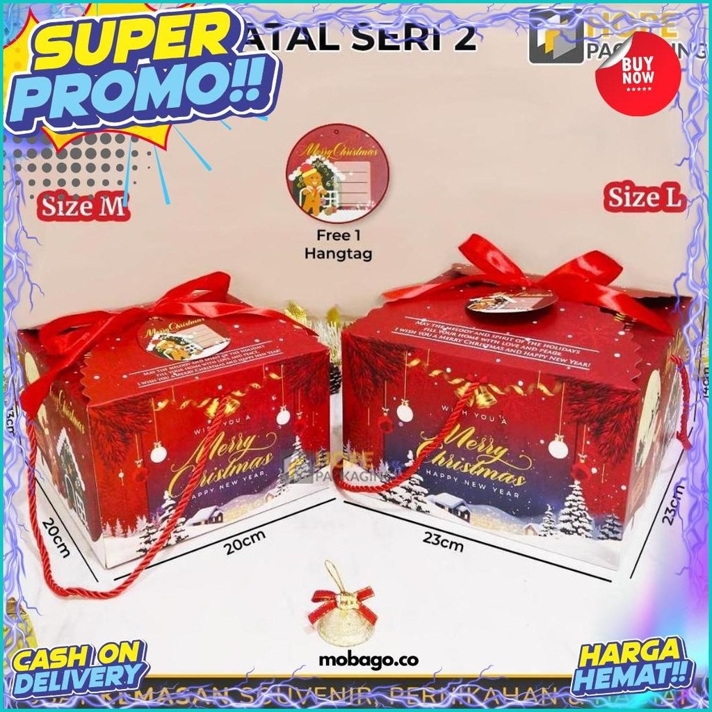 

Gift Box Natal / Hampers Natal / Kotak Hadiah Tahun Baru Plus Pita / Gabel Natal Box Bingkisan Cod