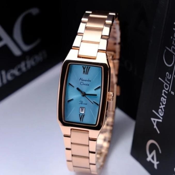 ALEXANDRE CHRISTIE AC2455 AC 2455 ROSEGOLD BLUE JAM TANGAN WANITA