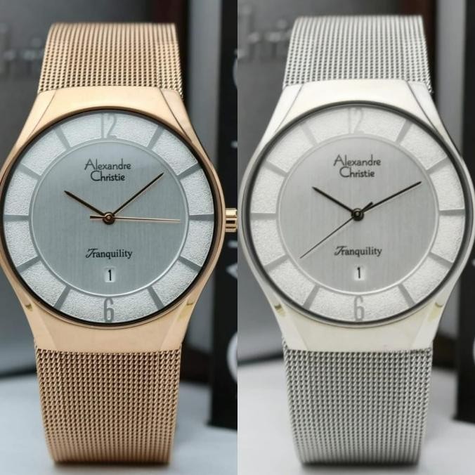 ALEXANDRE CHRISTIE AC 8331 / AC8331 SAND STRAP COUPLE ROSE GOLD