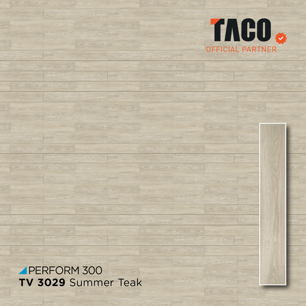 TACO Lantai Vinyl 3mm Motif Kayu per 1 box (Isi 24 lembar / 3,34 m²) - TV 3029 Summer Teak