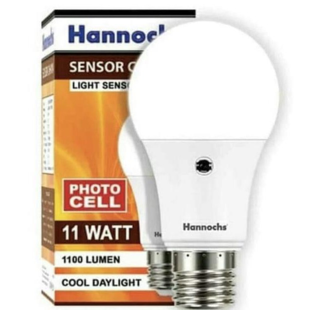 Lampu Sensor Cahaya Otomatis Hannoch Led 11 Watt Putih