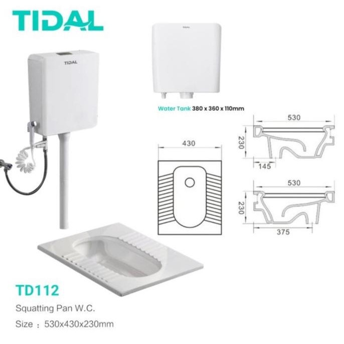 TIDAL KLOSET JONGKOK OTOMATIS TIDAL TD112 TD 112 / CLOSET JONGKOK FLUSH KOMPLIT SET PUTIH