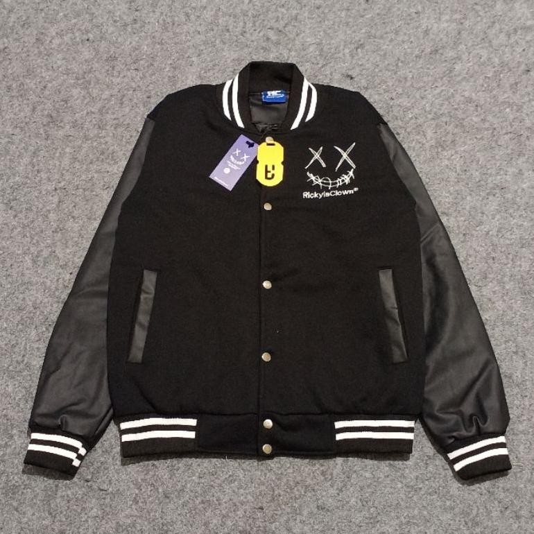 Jaket Varsity Modern Keren Bomber Ricky Is Clown Bordier Full Tag + Lebel