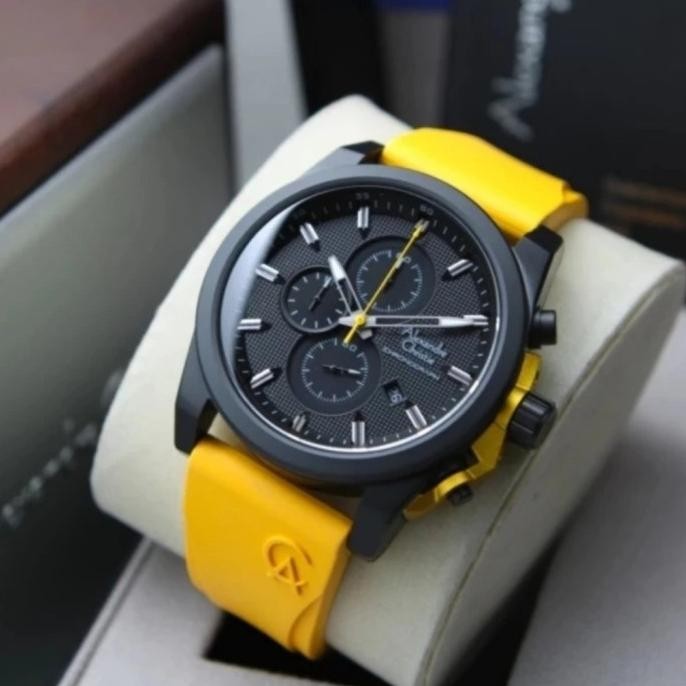 JAM TANGAN PRIA ALEXANDRE CHRISTIE AC6659 AC 6659 YELLOW ORIGINAL