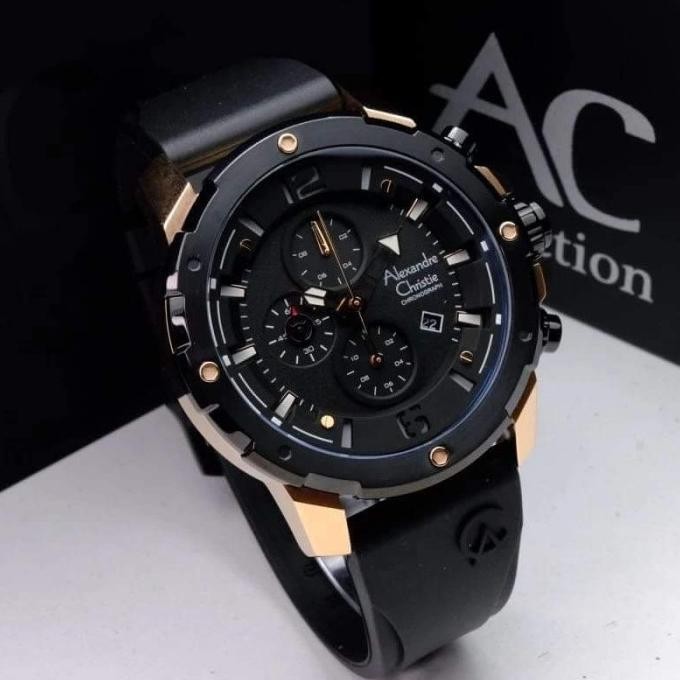 ALEXANDRE CHRISTIE AC6410 AC 6410 MAN BLACK Rosegold Stainless orig