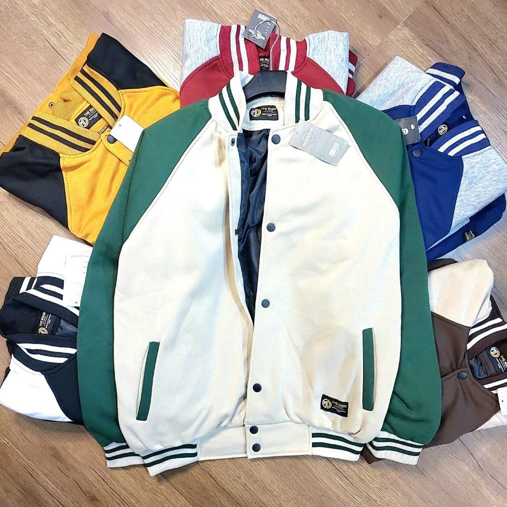 Jaket Pria Bomber Varsity Basic Polos Wanita Premium Varsity Polos Furing Jacket Boomber Kekinian Ja