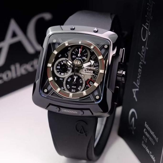ALEXANDRE CHRISTIE AC3030 / AC 3030 FULL BLACK JAM TANGAN PRIA ORIGINAL