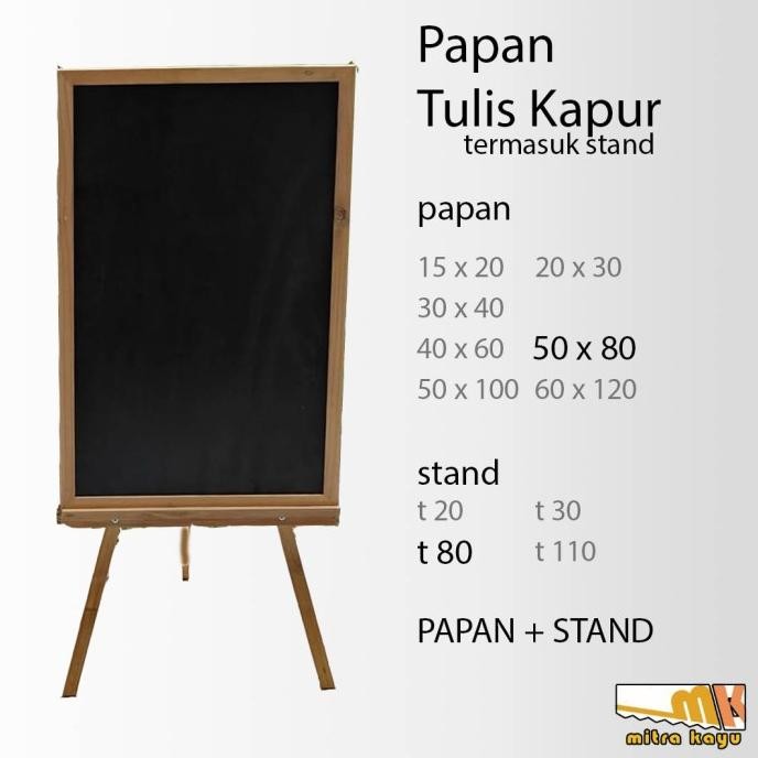 

NEW Papan Tulis Kapur hitam Blackboard papan ukuran 50 x 80 standing 80