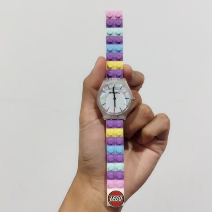 Swatch Jam tangan analog Strap brick original LEG0 Unisex wanita anak KS88