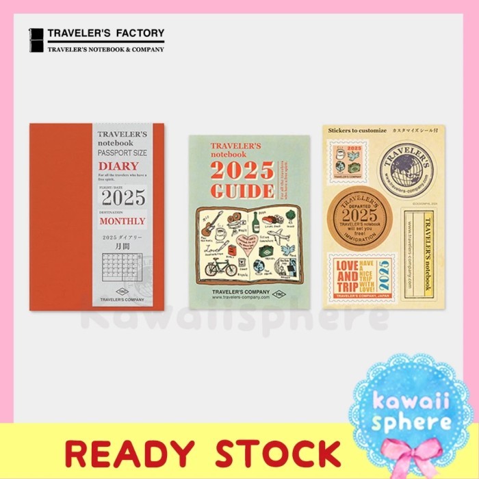 

Traveler's Notebook 2025 Refill Monthly (Passport Size) Midori Travelers Notebook Ready Stock
