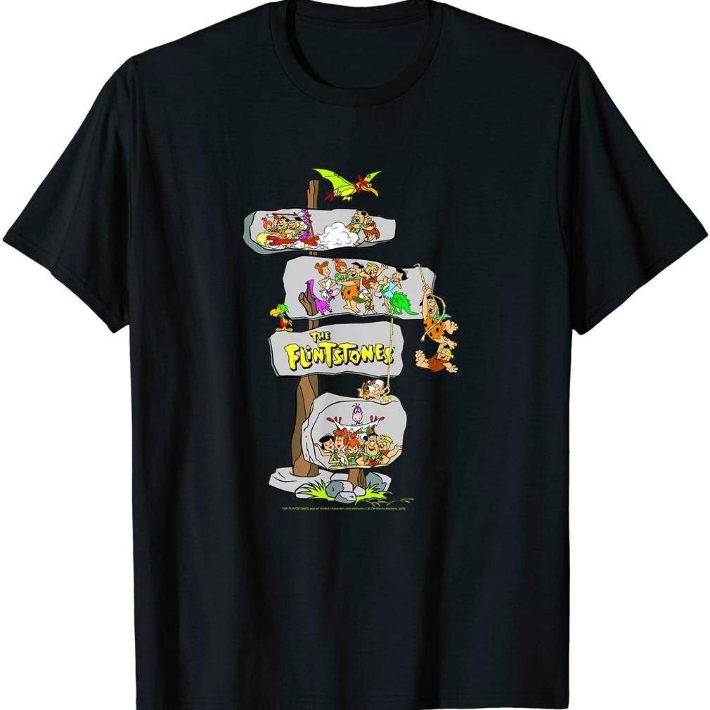 Kaos The Flintstones Stone Age Sign Post The Flintstones T-Shirt Unisex Kaos Distro Kaos Branded Kao