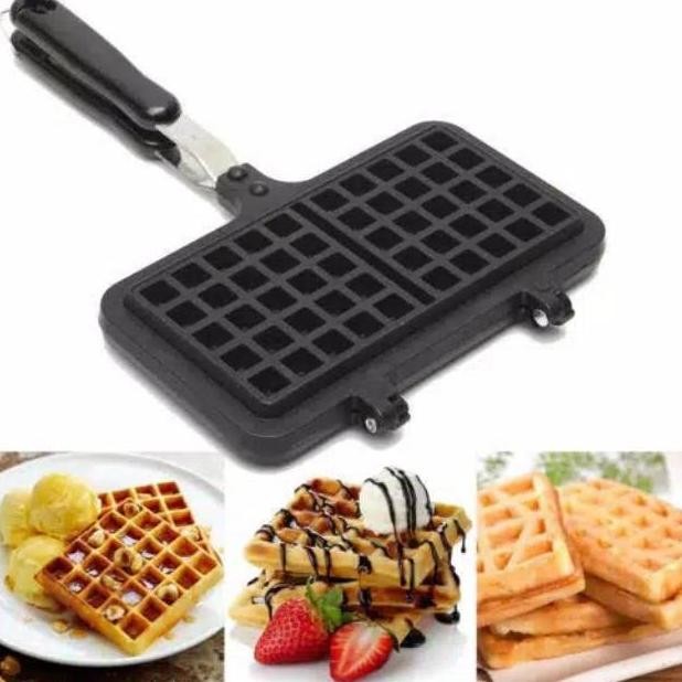 Cetakan double waffle maker Nonstick Belgian waffles Kue Pan Kompor