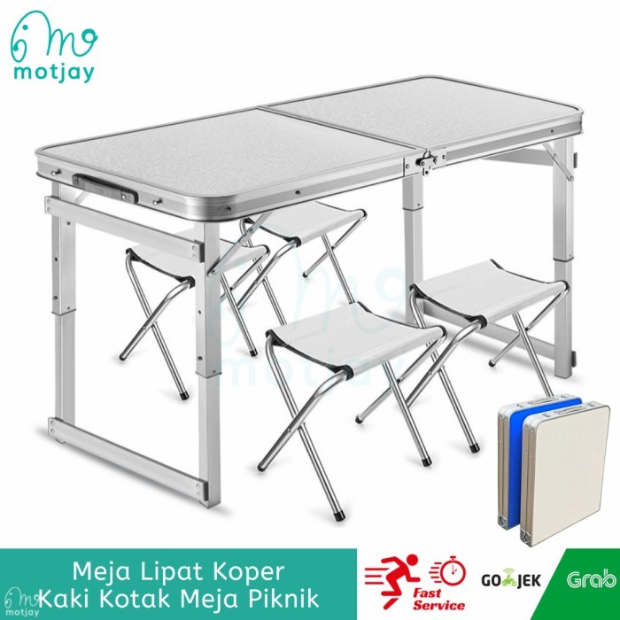 TERBARU - Meja Lipat Koper Kaki Kotak 120 x 60cm Meja Portable Meja Piknik