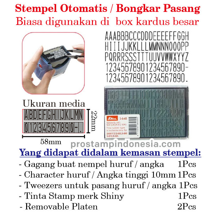 

Paket Stempel Bongkar Pasang Ukuran Media 58 x 22mm / Huruf 10mm