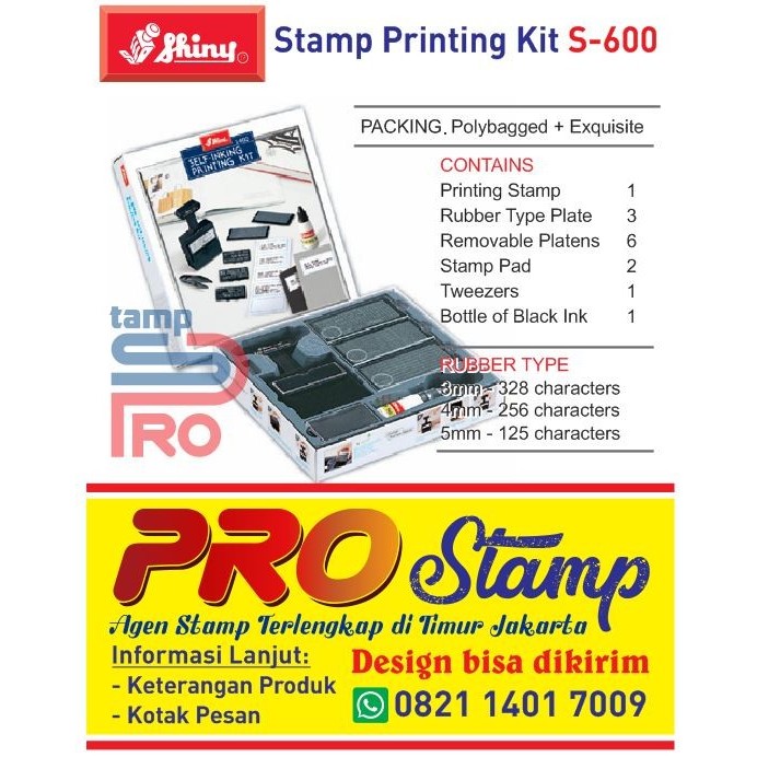 

Stempel Shiny Printing Kit S-600(Set) / Stempel Bongkar Pasang Set