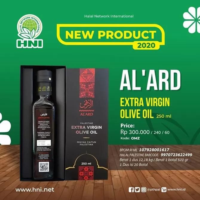 

TERMURAH - AL ARD EXTRA VIRGIN OLIVE OIL HNI HPAI/MINYAK ZAITUN PALESTINE 250 ML