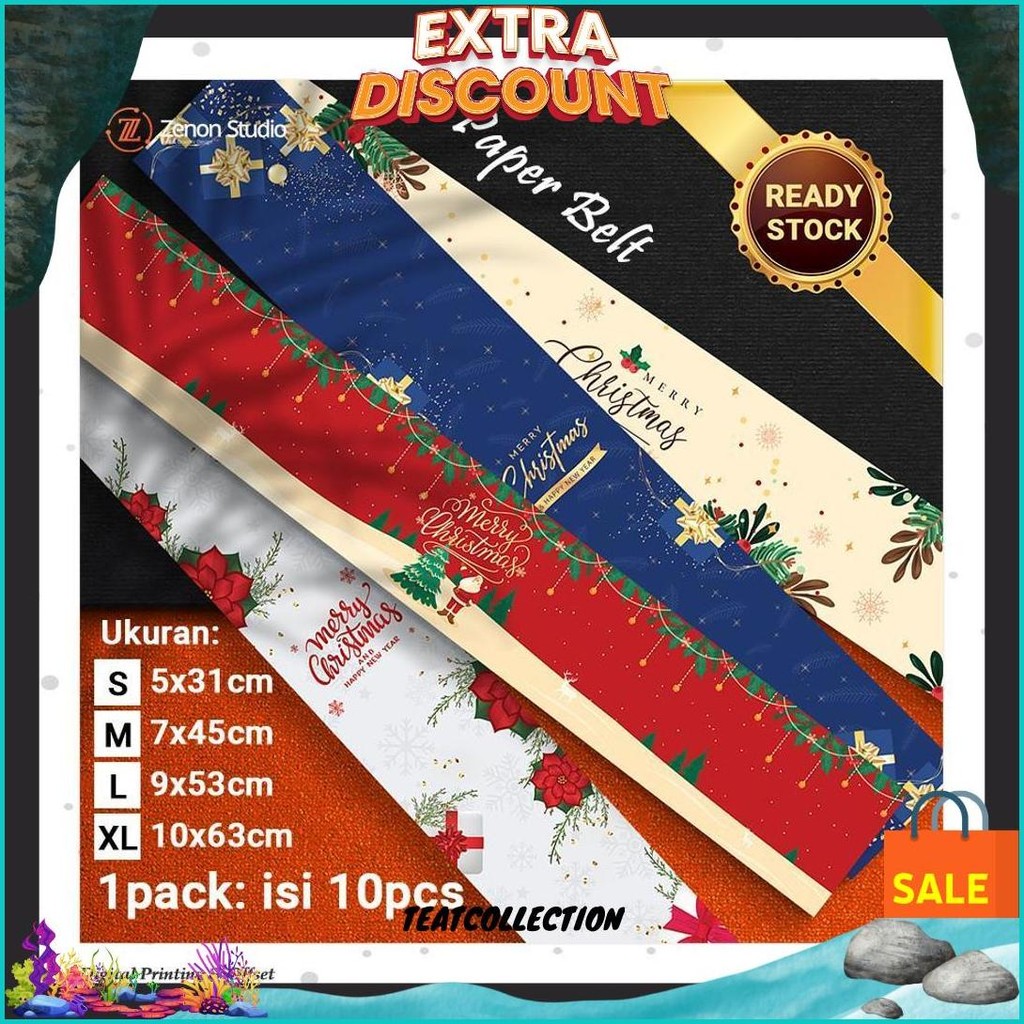 

[10Pcs] Paper Belt Natal Christmas Roll Label Xmas Kado Hadiah Ver2 Sale