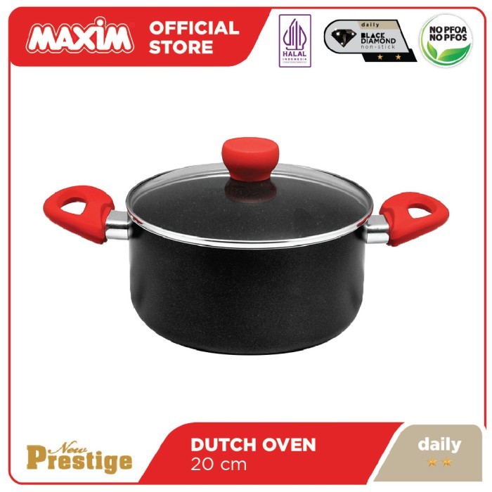 Maxim Prestige Panci Teflon Anti Lengket 20cm + Tutup Kaca