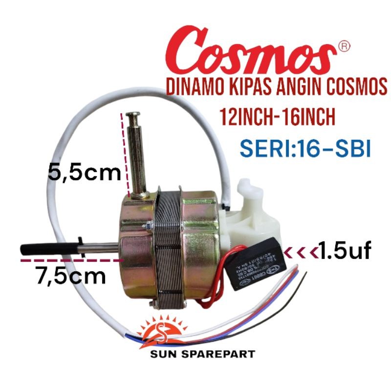 Dinamo/mesin kipas angin COSMOS 12"-16" tipe:16-SBI kipas angin dudukan  berdiri