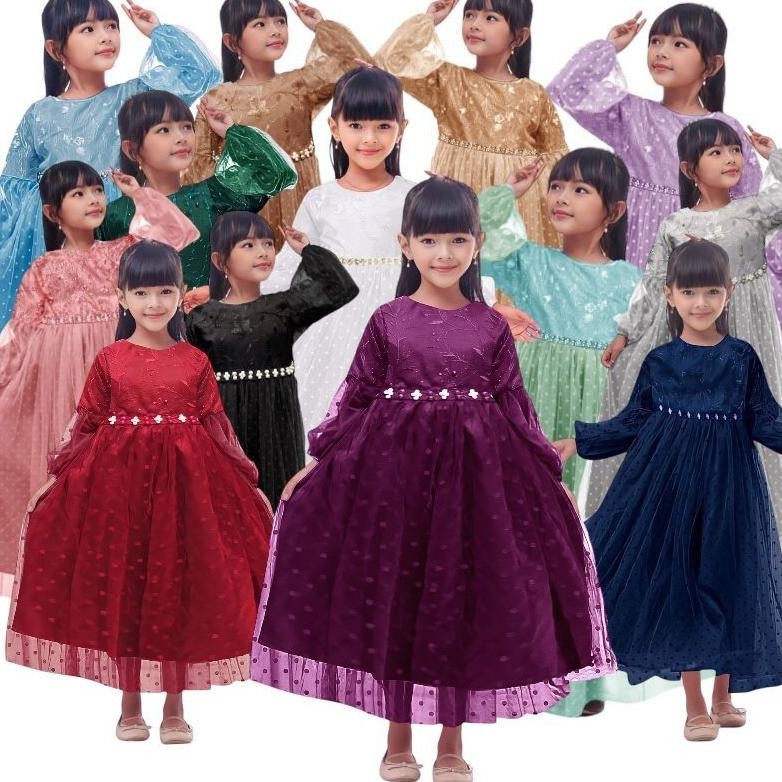 Baju pesta anak perempuan muslim Natalia 2-11thn/ gas anak perempuan / baju muslim anak perempuan / 