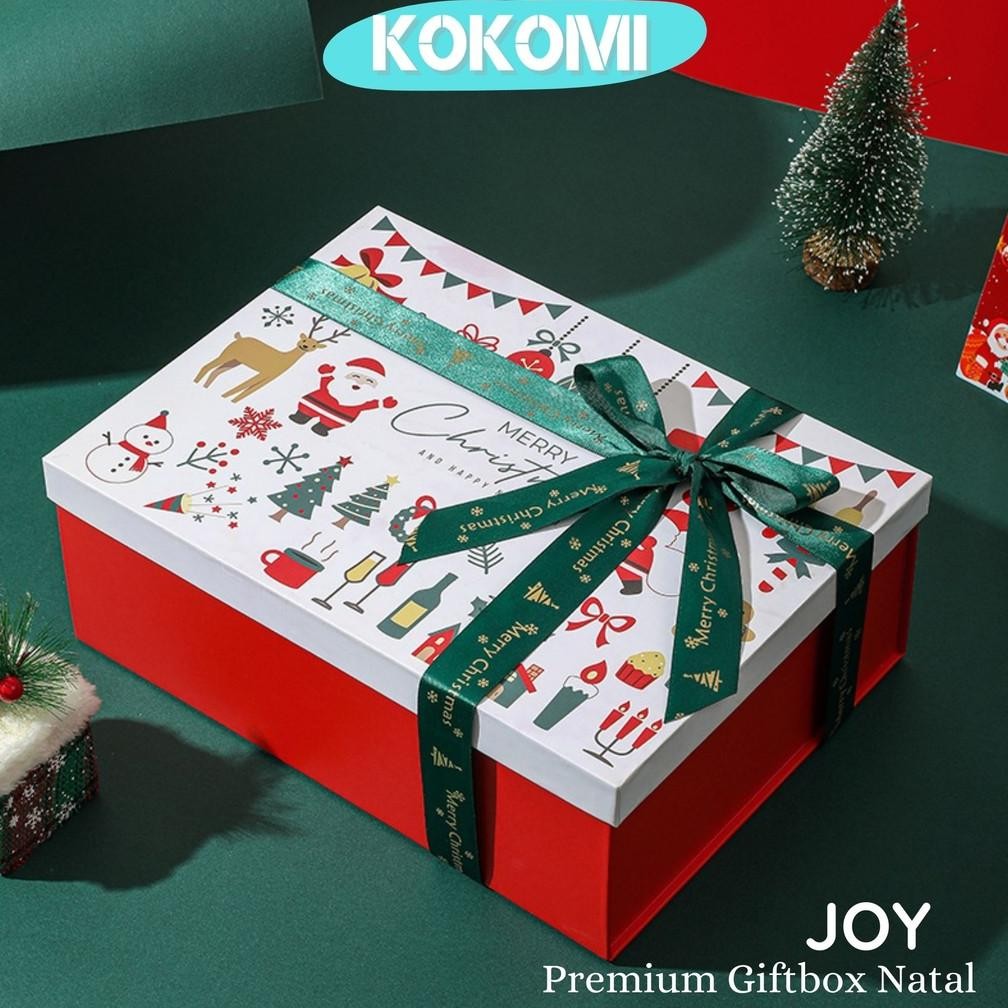 

KOKOMI Premium Giftbox JOY Tebal Hardbox Kotak Hadiah Natal Christmas Box Hampers Ukuran Besar 29x22