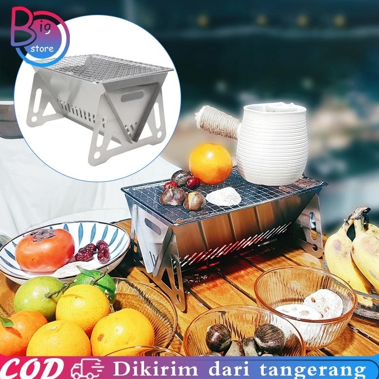 Pemanggang Camping Set Grill Pemanggang Portable Pemanggang Serbaguna Dirakit Lipat Bbq Grill Set