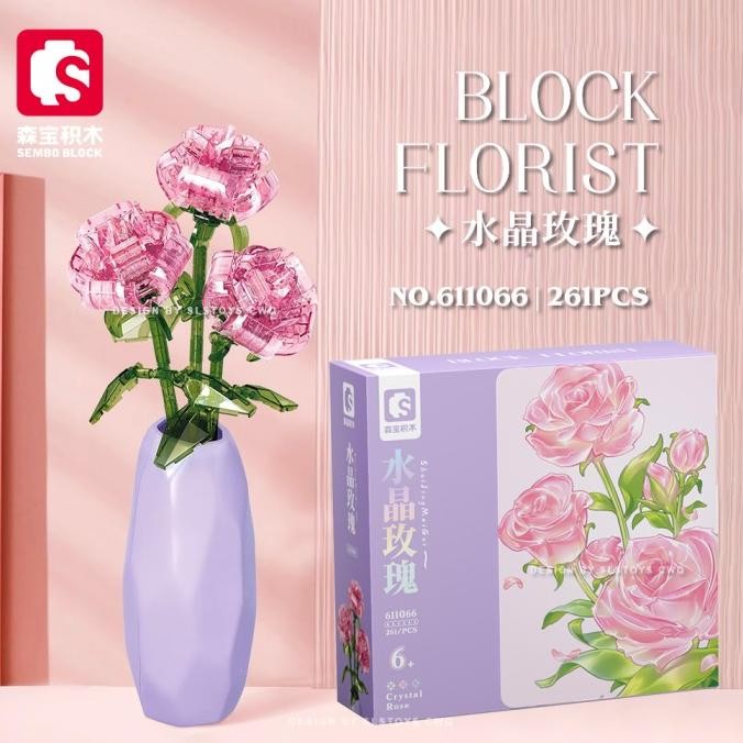 Sembo 611066 Crystal Rose flower Brick block Bunga