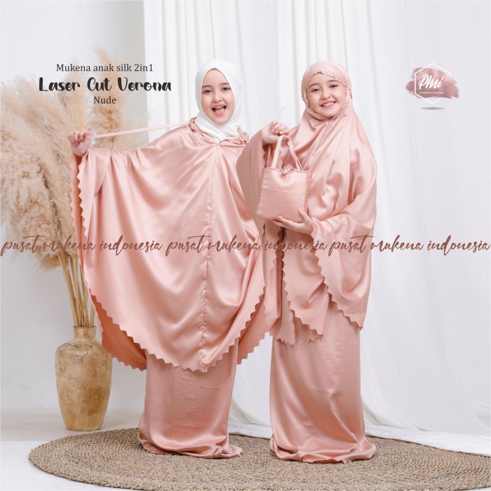 Mukena Terbaru Mukena 2in1 Laser Cut Anak Verona - NUDE