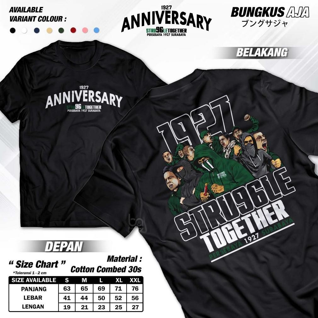 Kaos Persebaya Anniversary 96 Struggle Together T-Shirt Suporter Bola Bonek Surabaya A3938