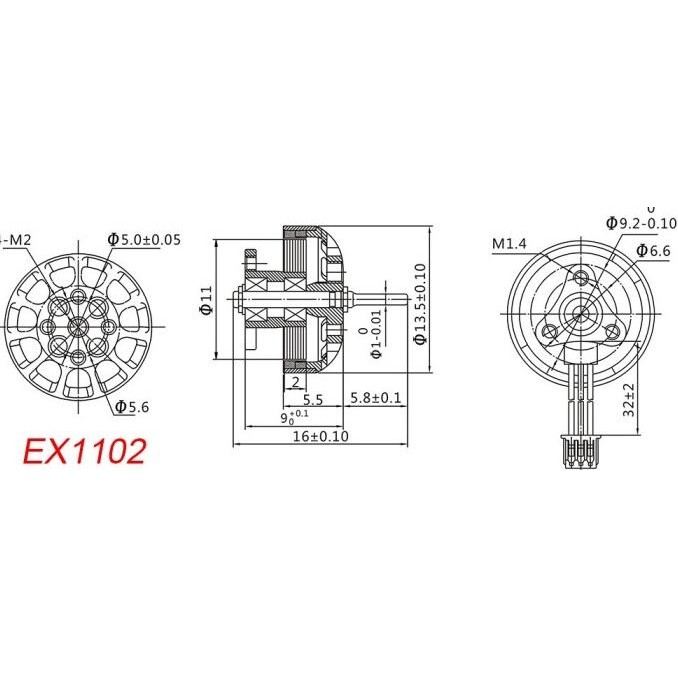 Happymodel Ex1102 Kv9000 Brushless Motor 2S-3S 1Mm Shaft Mobula7 Hd  Ready