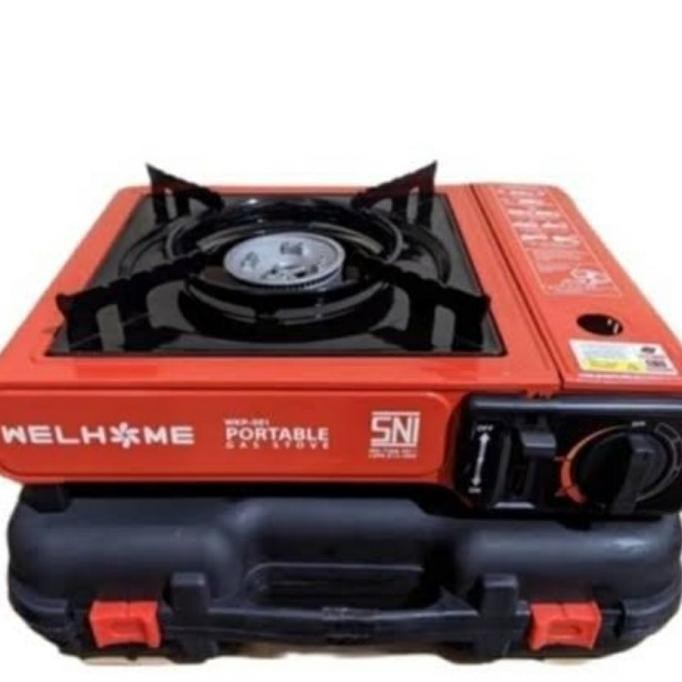 KOMPOR PORTABLE WELLHOME 2IN1 KOMPOR PIKNIK GAS KALENG DAN GAS TABUNG