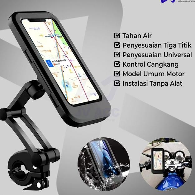 Nvn-N3 Anti Air Phone Stand Pegangan Holder Hp Di Motor / Sepeda