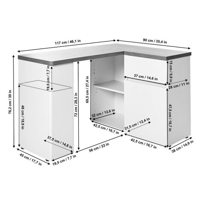 Melody Furniture Meja kerja Meja Belajar Meja L LIBRE 127 E