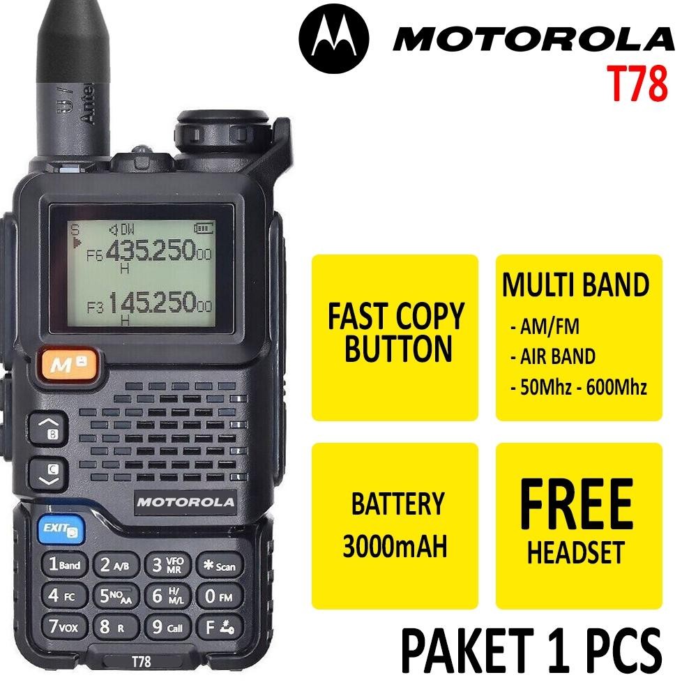 Kons Motorola T78 Ht Handy Talky Walkie Talkie All Band Hitam Dapat Terkoneksi 888S Cp210