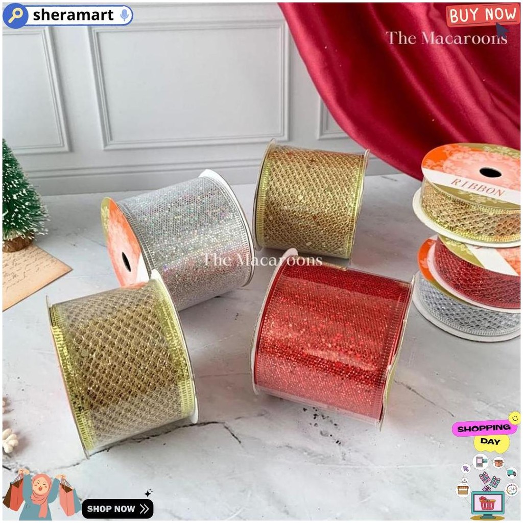 

Pita Roll Natal Hiasan Dekorasi Kado Natal / Pita Hias Hampers Parcel D Promo Puncak