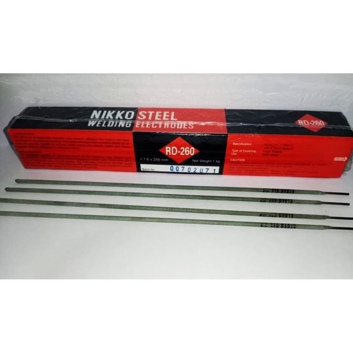 Kawal las elektroda kawat las listrik Nikko Steel RD260 1,6mm