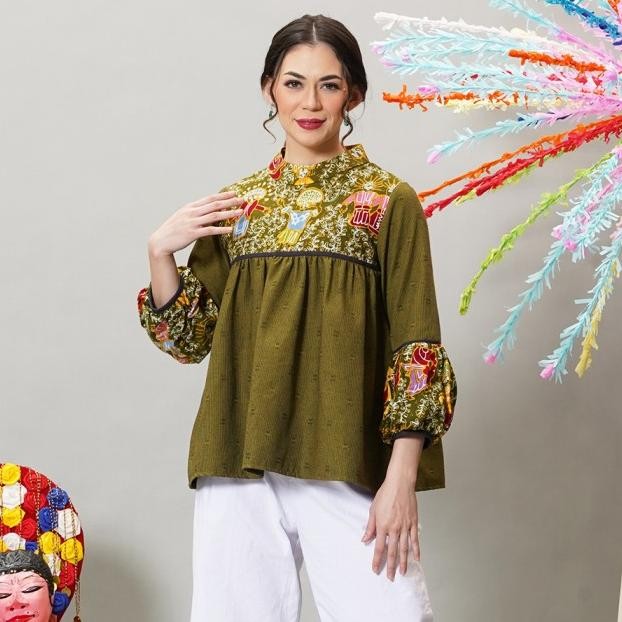 Nona Rara-Kiyo Lasem Betawi T2241,Baju Blouse Batik Wanita Ern