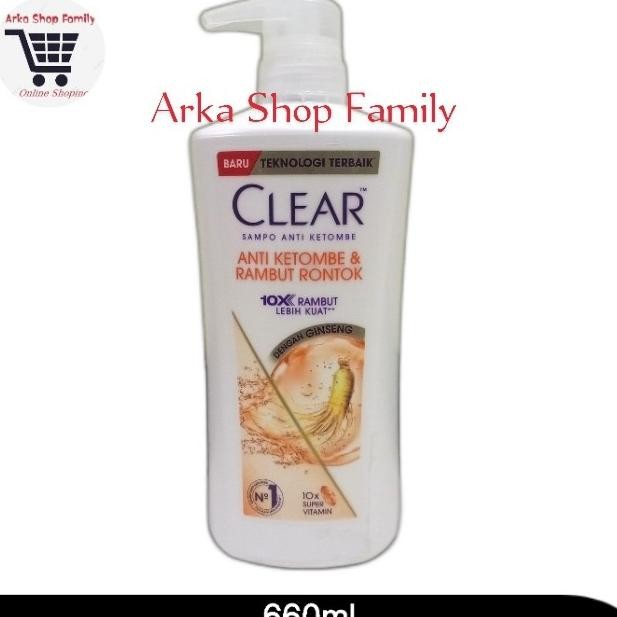 Clear Shampoo Anti Ketombe & Rambut Rontok 660Ml Dengan Gingseng  Anti Dandruff & Hair Fall 660 Ml