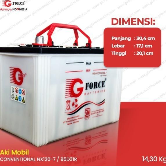 GFORCE NX120-7 - 95D31R / NX120-7L - 95D31L (100 Ampere) - Aki Mobil