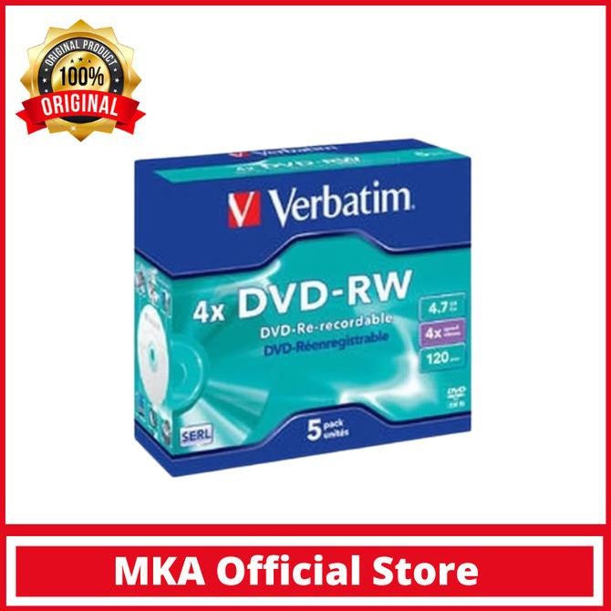 

TERSEDIA VERBATIM DVD-RW 4.7 GB 4X SINGLE PACK - 5 DISC PACK 43285