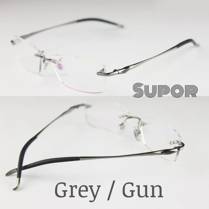 Frame Kacamata Frameless Fl7 Kaca Mata Minus Plus Pria Wanita Rimless
