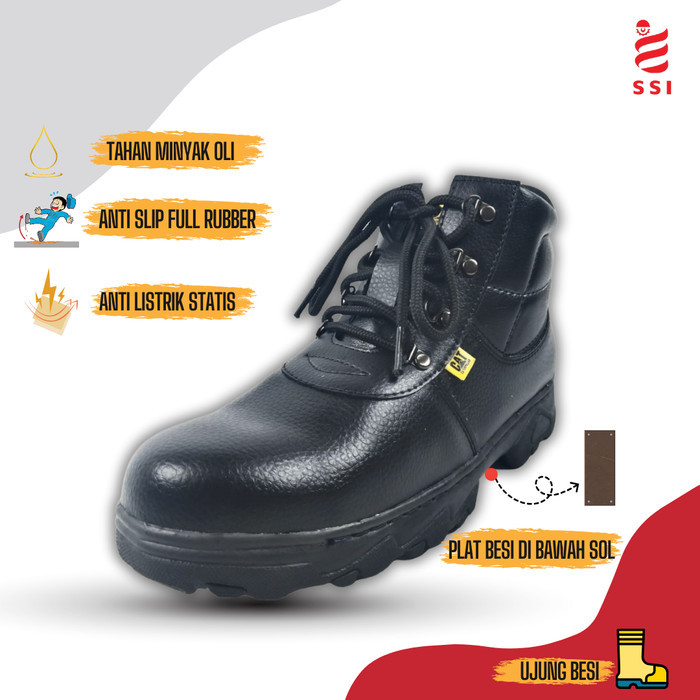 Sepatu Safety Caterpillar Boot Sol Karet Anti Slip Anti Minyak